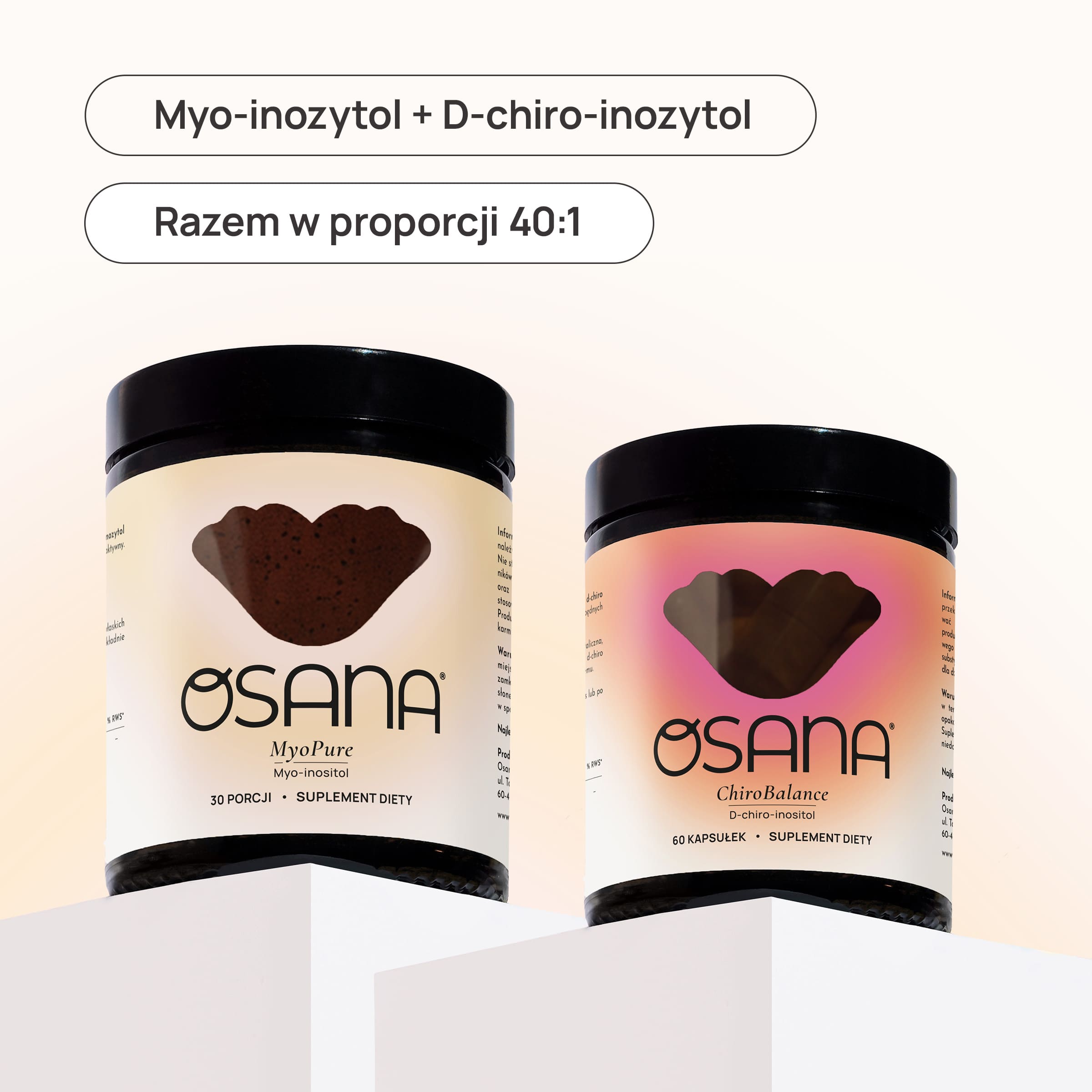 Osana InoDuo - słoiki MyoPure i ChiroBalance, myo-inozytol i D-chiro-inozytol w proporcji 40:1