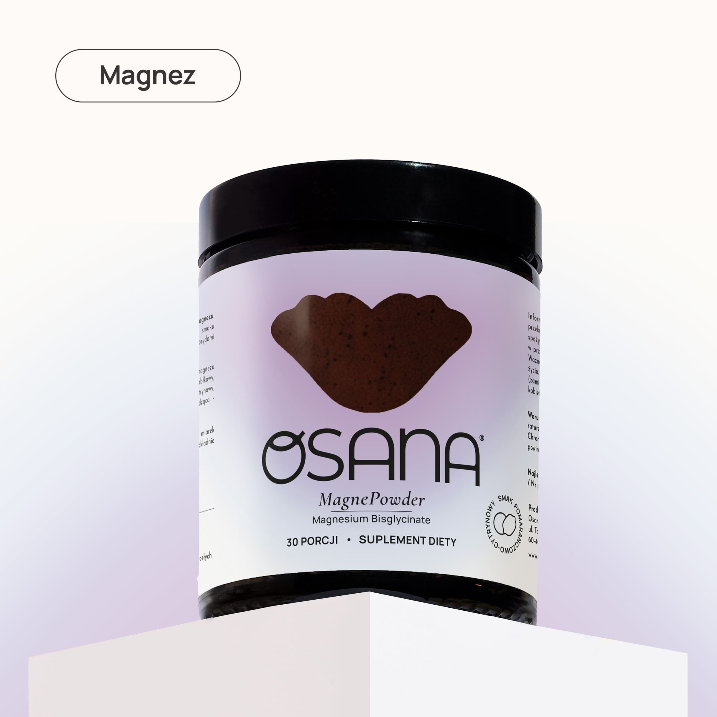 Osana MagnePowder - słoik magnezu w proszku z oznaczeniem: magnez