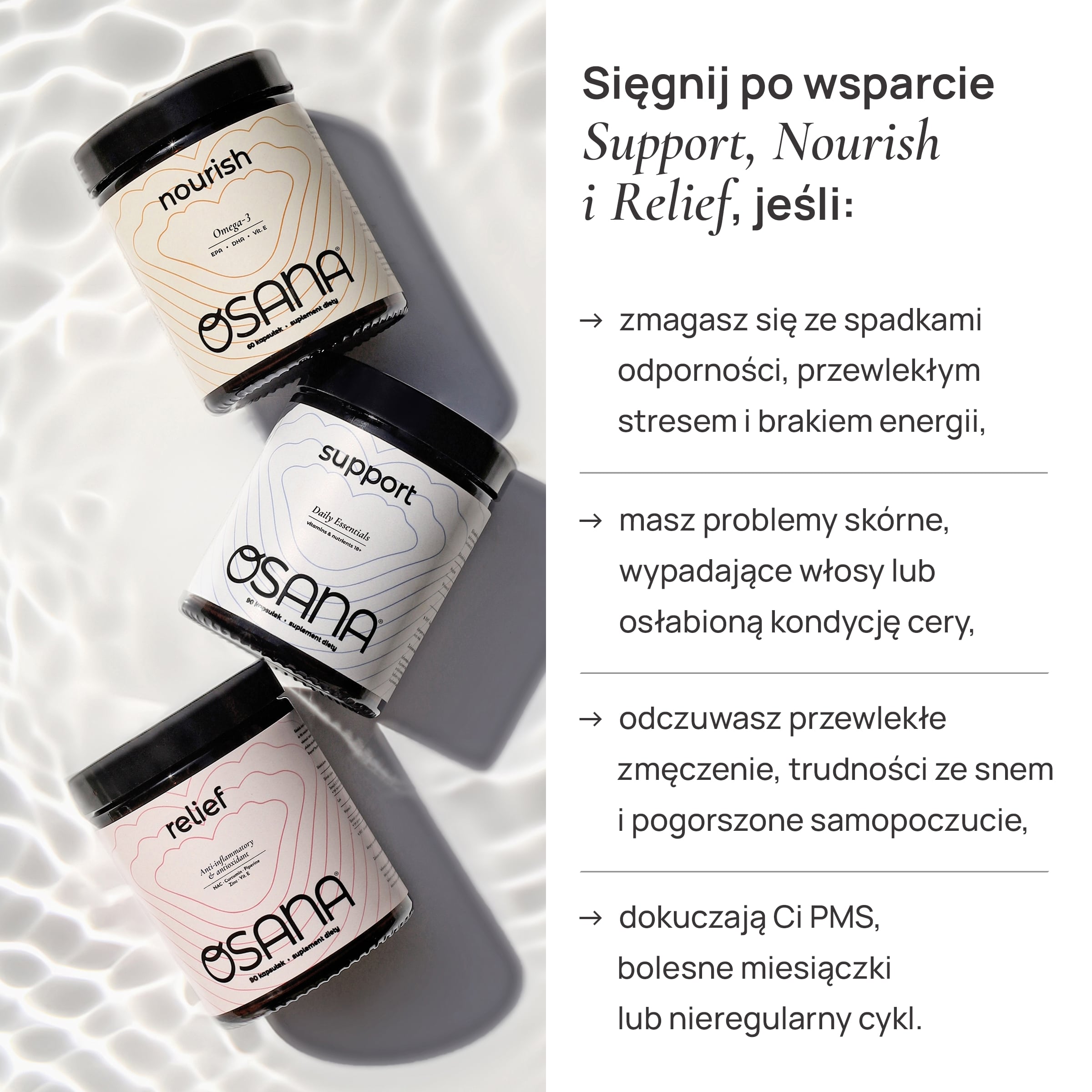 Osana Holistic Balance Trio (Osana Nourish + Osana Support + Osana Relief)